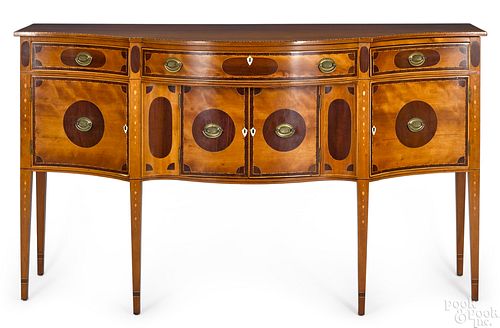 Federal inlaid cherry and mahogany sideboard