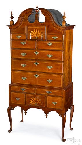 Boston Queen Anne walnut high chest of drawers