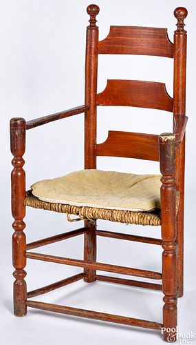 New England William and Mary ladderback armchair