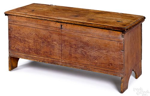 New England William and Mary pine blanket chest