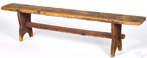Pine trestle bench, late 18th c.