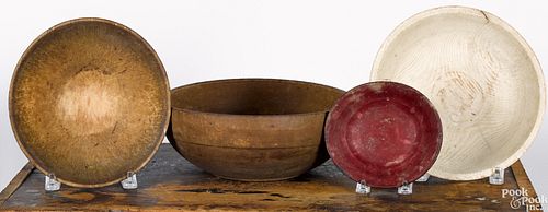 Four turned wood bowls, 19th c.