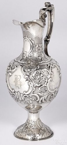 New York repousse silver ewer, ca. 1840