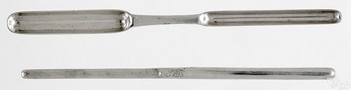 Two silver marrow scoops, ca. 1800