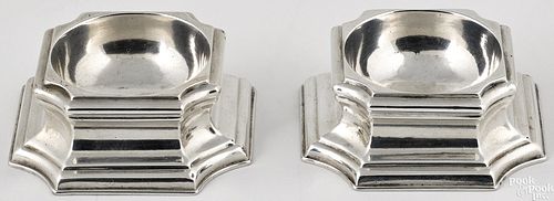 Pair of English silver trencher salts, 1729-1730