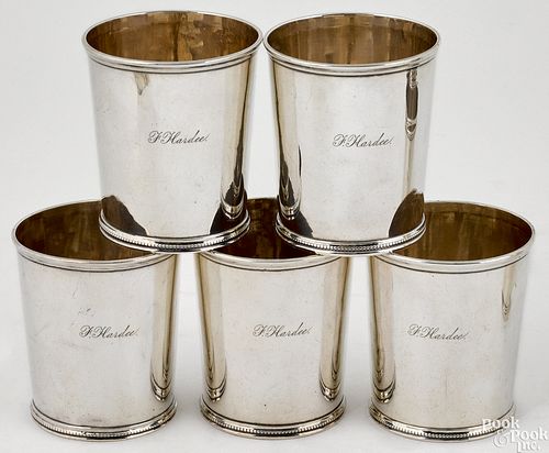 Set of five New York coin silver julep cups