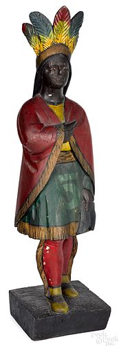 Carved counter top cigar store Indian Maiden