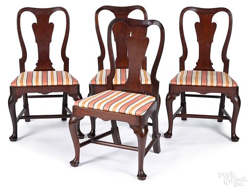 Set of four George II mahogany dining chairs