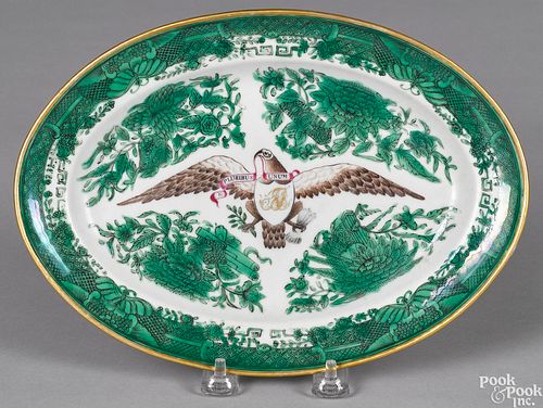 Chinese export green Fitzhugh eagle platter