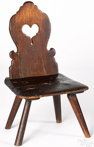 Miniature Moravian plank seat chair or Brettstuhl