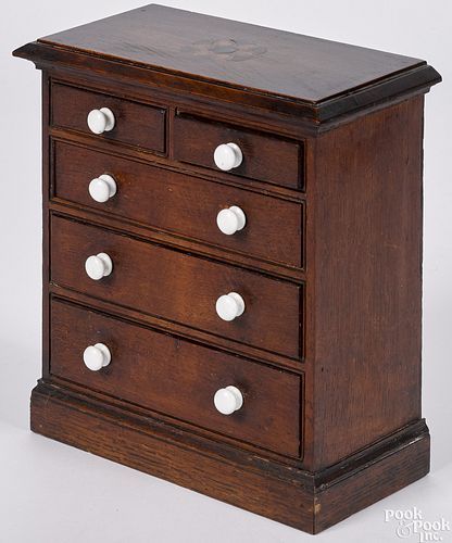 Miniature English oak chest of drawers