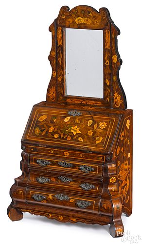 Miniature Dutch marquetry inlaid dresser, 18th c.