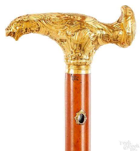 French gold handled cane, ca. 1800