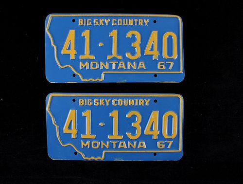 1967 "Big Sky Country" Montana License Plate Pair