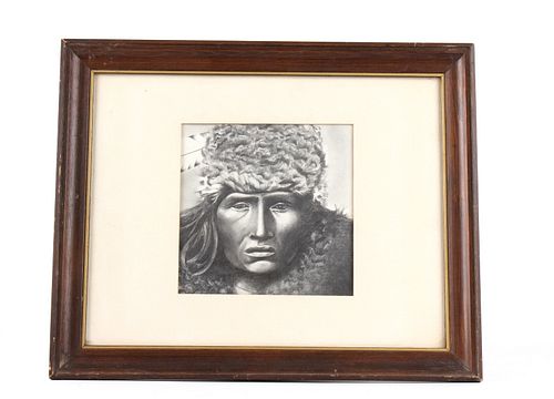 Original Graphite Portrait of Native Man by Smith