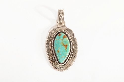 A Ben Begaye Silver and Turquoise Pendant, ca. 1990
