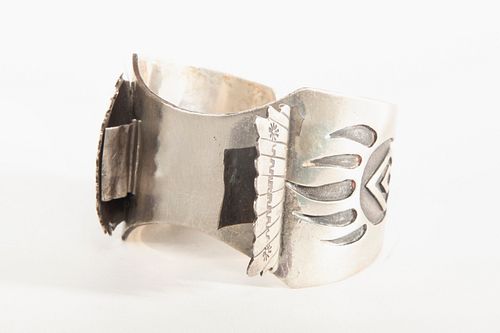 A Navajo Silver Watch Band with Bear Claw Design, ca. 1985