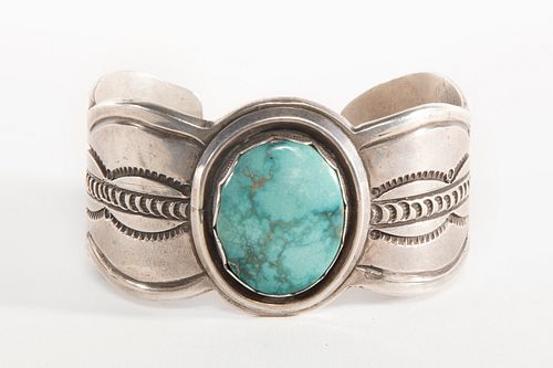 A Fred Thompson Turquoise and Sterling Silver Cuff Bracelet, ca. 1950