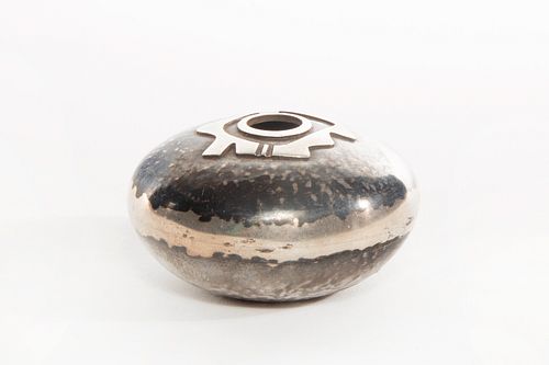 A Norbert Peshlakai Miniature Silver Pot, ca. 1980-1990
