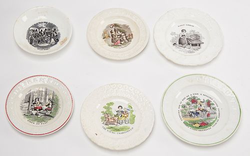 6 Antique Child's Plates