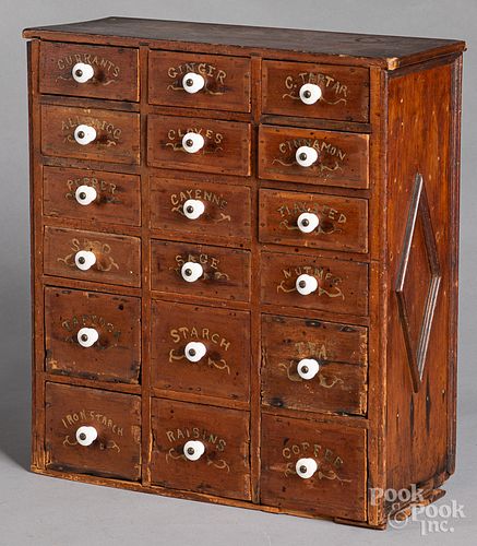 Pine spice cabinet, late 19th c.