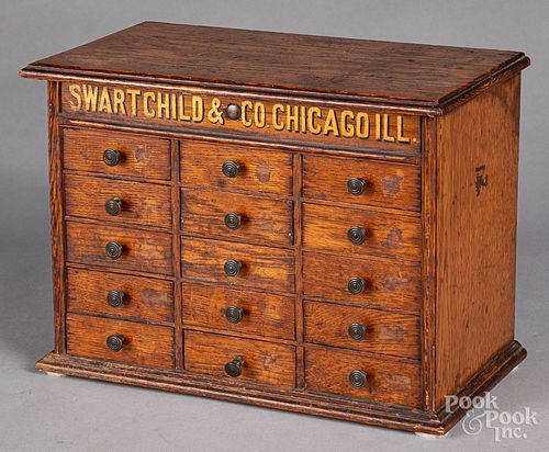 Swartchild & Co. Chicago oak watchmakers chest