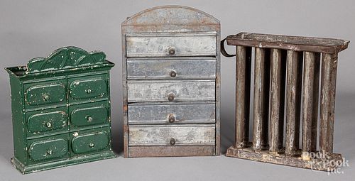 Two tin spice cabinets