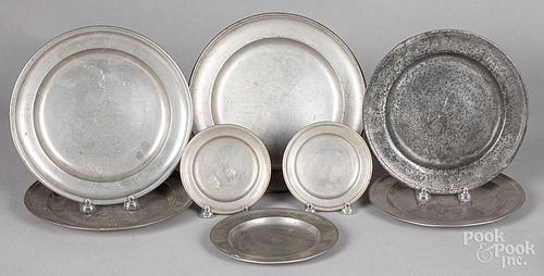 Eight Continental pewter plates, 18th/19th c.