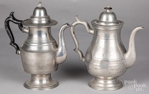 Two pewter coffee pots