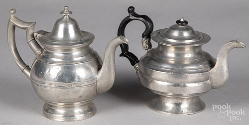 Two pewter teapots