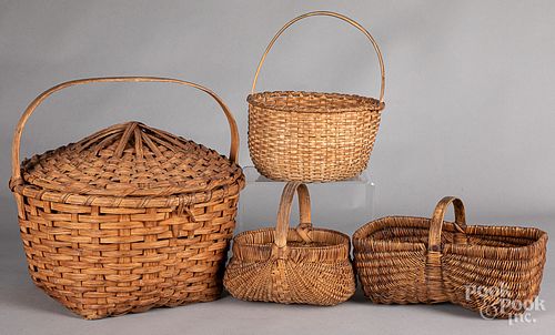 Four split oak baskets