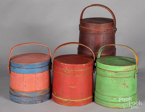 Four painted firkins, 19th c.