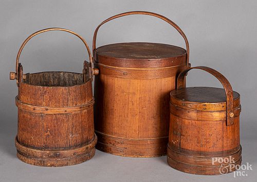 Two firkins and a staved bucket, 19th c.