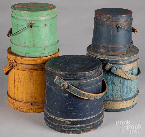 Five painted firkins, 19th c.