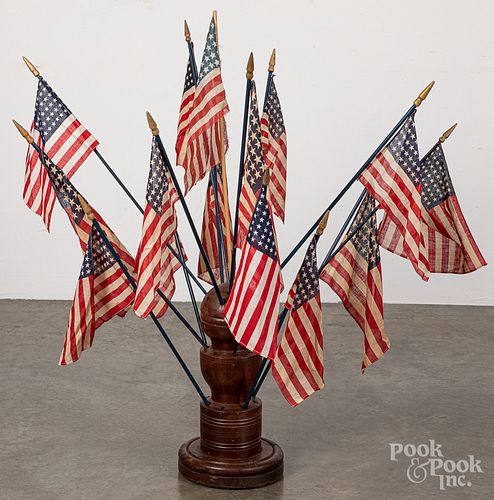 Turned American flag display stand