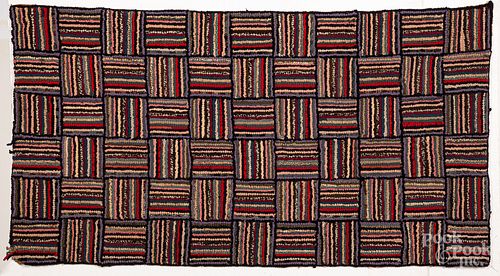 Geometric hooked rug, early 20th c.