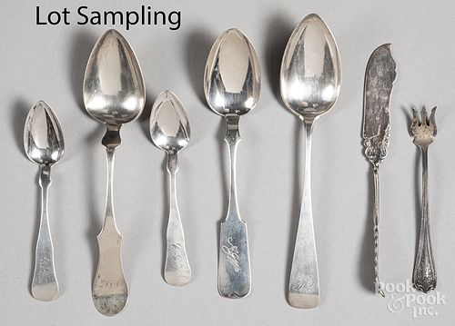 Silver and plate, to include coin spoons.