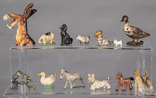 Group of small cast iron and spelter animals