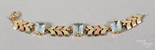 14K two tone gold and gemstone bracelet