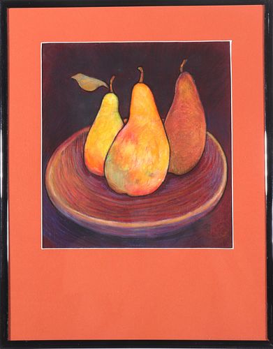 Modern "Still Life with Pears" Pastel Drawing