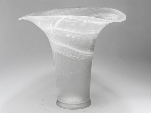 Satin Glass Vase W Wide Flare Rim