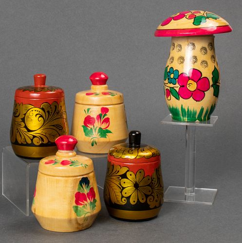 Russian Painted & Lacquered Wood Vessels, 5