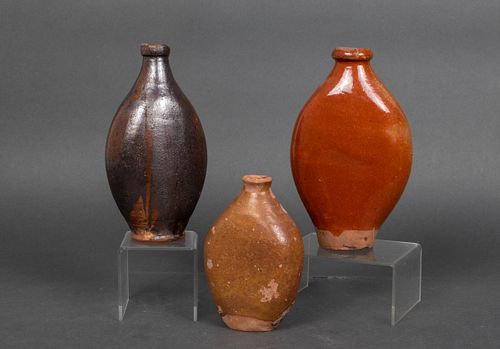 American Redware Pottery Bottle Vases, 3