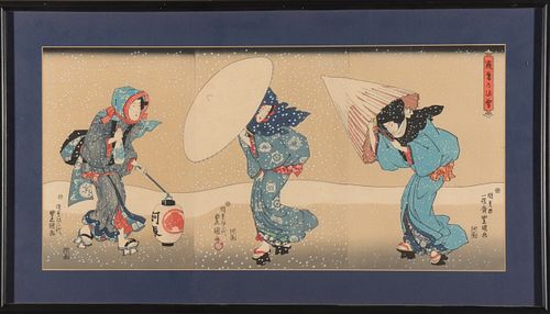 Japanese Woodblock Print Triptych