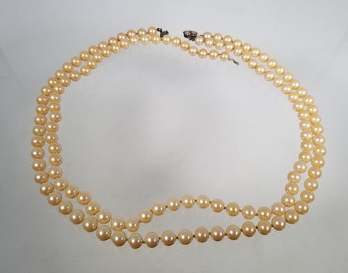 Antique Double-Strand Natural Pearl 8mm Necklace