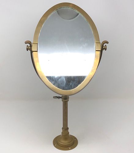 Antique Brass makeup mirror oval swivel two glasses