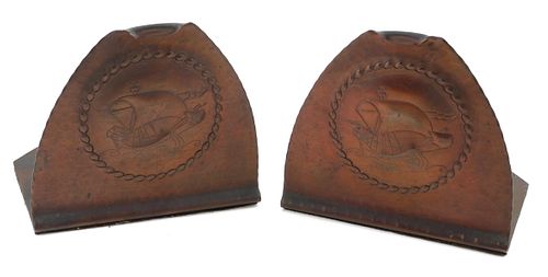 ROYCROFT Arts and Crafts Hammered Copper Bookends