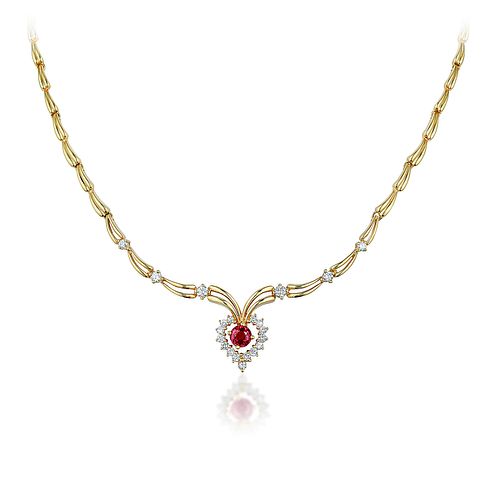 Ruby and Diamond Heart Necklace