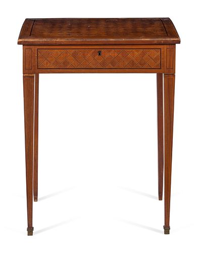 A Louis XVI Style Fruitwood Marquetry Dressing or Work Table