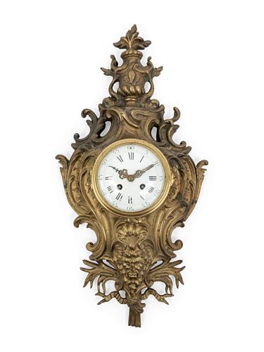 A Napoleon III Style Gilt Bronze Cartel Clock
